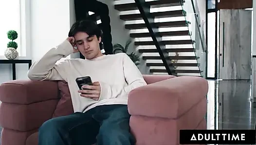 ADULT TIME - Suspicious Boy Discovers New Stepmom Ryan Keely Is A Gold Digger! She Keeps Him Quiet