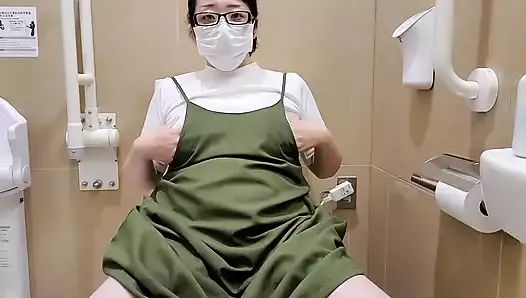 A married woman who masturbates obscenely using a toy in the shop's toilet