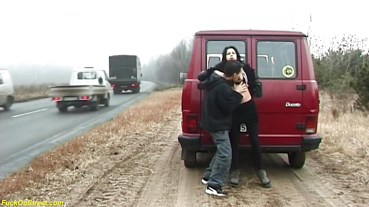 Crazy German couple fucking on street