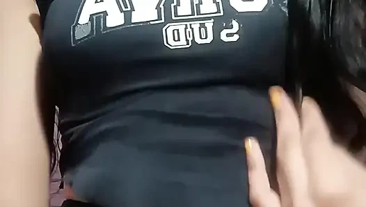 Horny Indian Babe Removes Dress & Presses Her Juicy Boobs