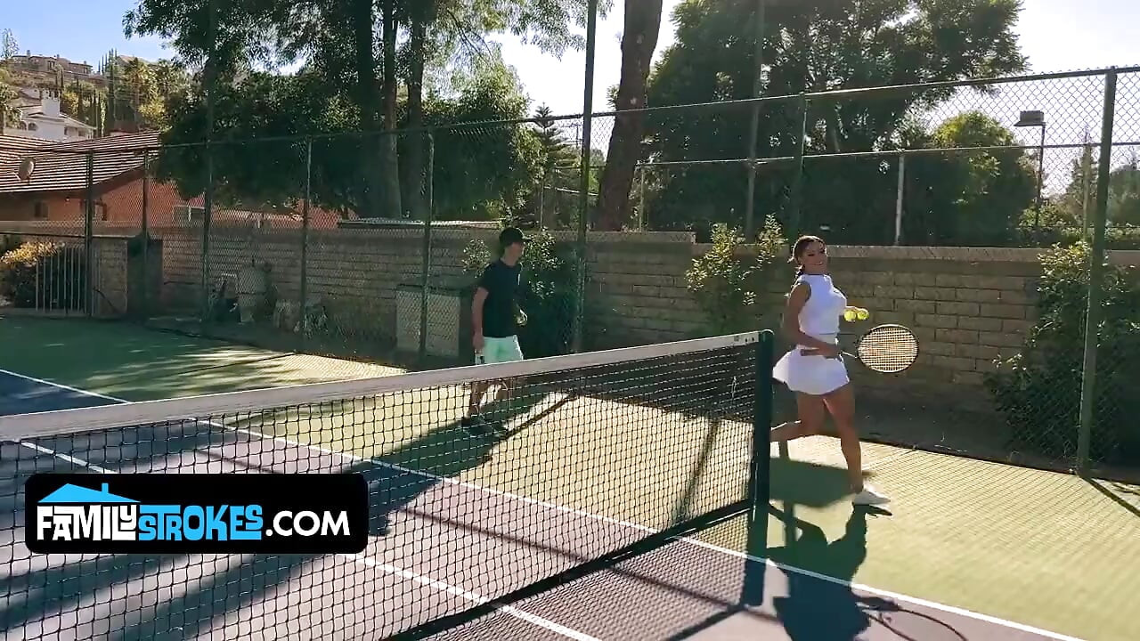 Fit Step Mother Drains Her Stepson's Tennis Balls