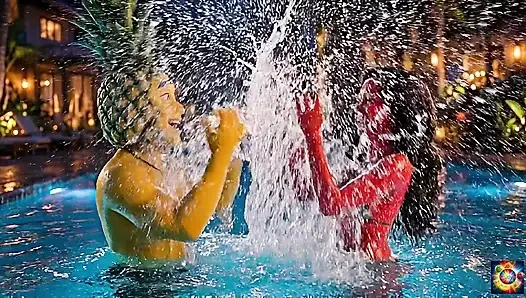 Gairah di pinggir kolam renang di bawah bintang -ai hentai asmr
