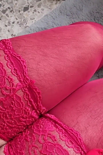 POV, Beautiful View of My Red Panties, Lace Stockings and Red Heels