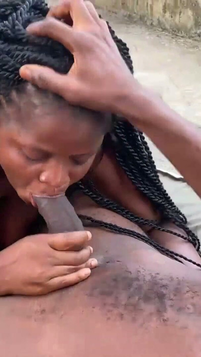 This Nigerian ebony had to show her man she is a blowjob queen, she sucked him so good that he wanted it outdoors. | Clip 1