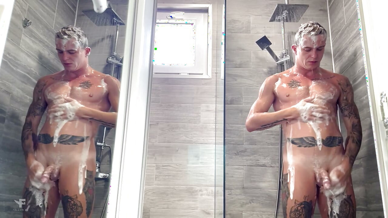 I gave his big cock a juicy licking in the shower, and then he fucked my ass in the hotel room.