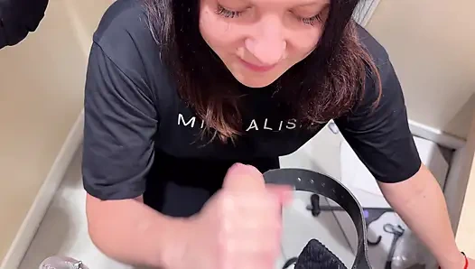 Fast Cum in a Shopping Mall Fitting Room