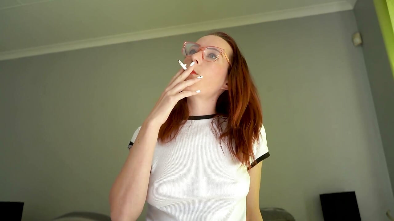 Hot Girl Smoking in Tight White Top