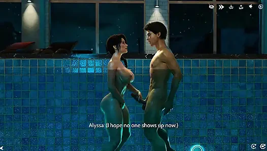 Pembersihan tengah malam bareng alyssia berujung kencan pribadi di pinggir kolam renang (gameplay 3d)