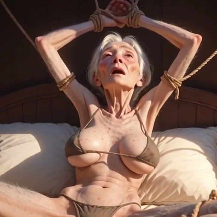 Old Granny Rope Bondage - Tight Pussy Needs to Be Filled