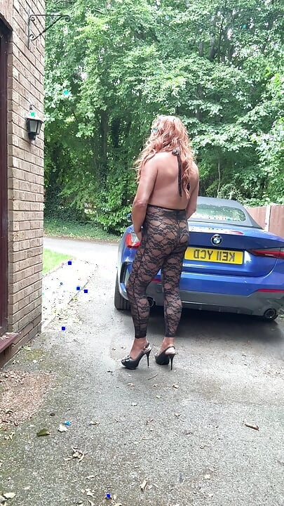 Sexy Crossdresser kellycd2022 in black lace catsuit and heels
