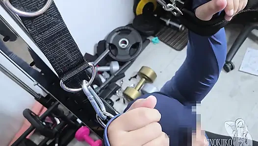Asian Hijab Girl Stuck At Fitness Tools and Got Cum In Face By Her Trainer - Minokiiko
