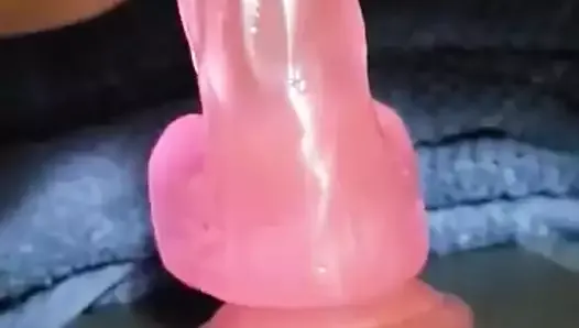 Playing with Clit while riding Dildo
