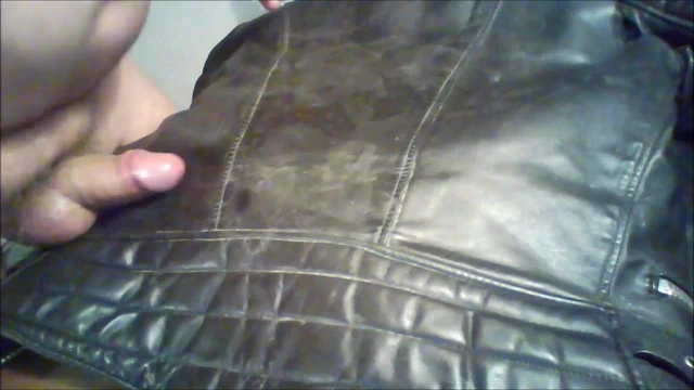 cum on vintage leather biker jacket