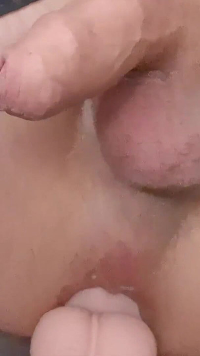 Homemade Sissy deep anal dildo and ass to mouth close up | Clip 1