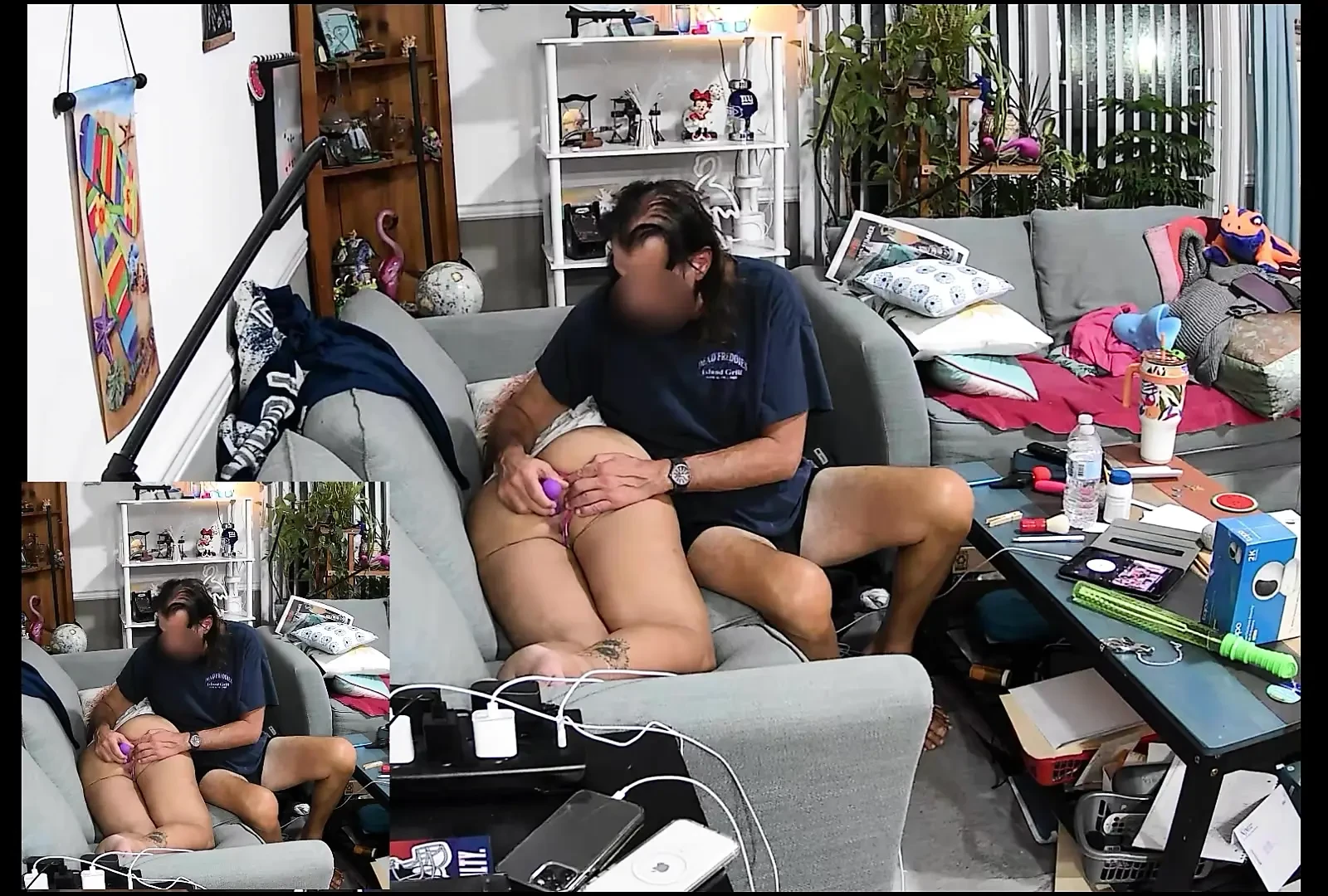 Using toys on her tight ass and wet  pussy