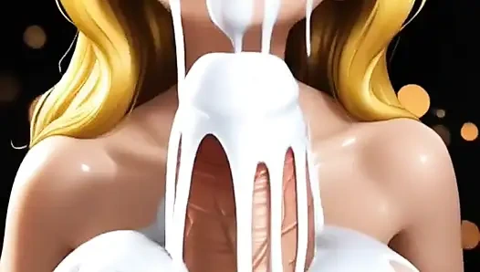 Lustige blondine hat spaß mit einem riesigen schwanz (Ai-animation)