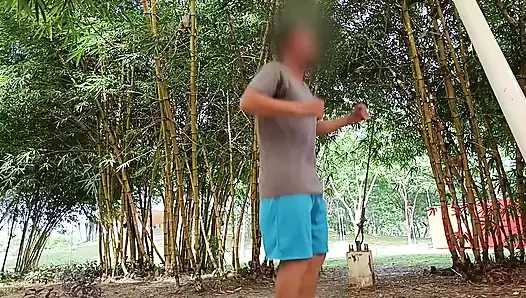 Athletic man finds a stranger in the park and invites her to his house to do kinky things.