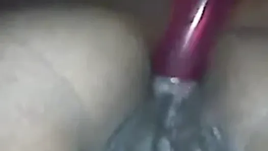 Black Girl Puts Red Dildo In Bootyhole