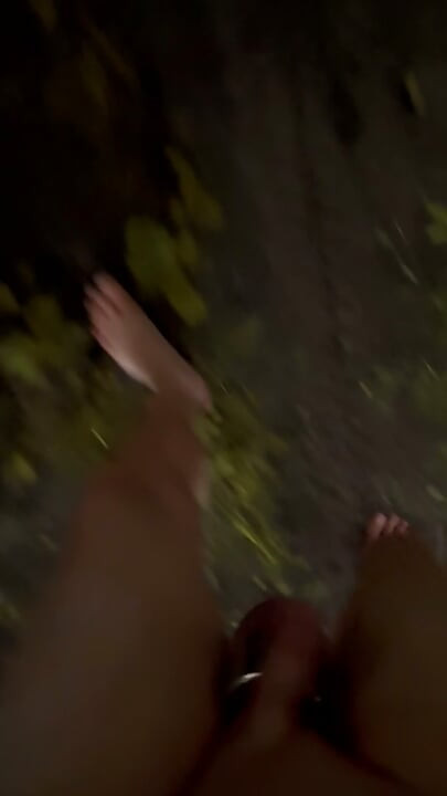 Exploring new tracks walking naked barefoot