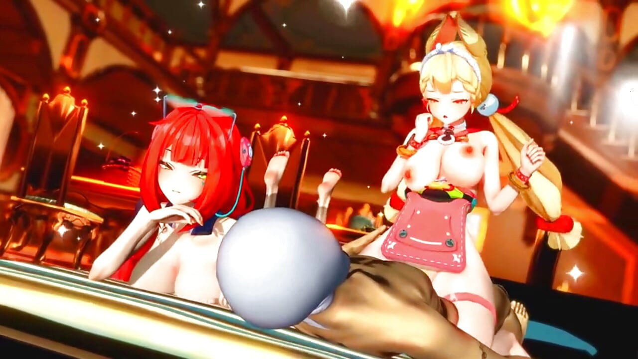 Zenless Zone Zero - FFM Yuzuha και Alice αλλάζουν πούτσο και ανεβοκατεβαίνουν εναλλάξ - 3D Hentai Animations