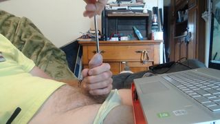 Sounding my dick with 9mm rod and cumming while inserted