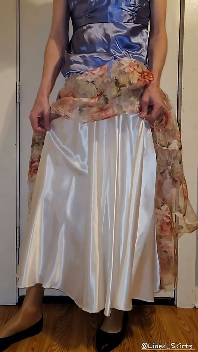 Slippery smooth satin layers underneath my skirt