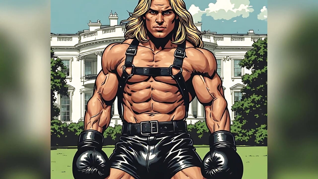White House Lawn Fighter Bulge Comic Style Art