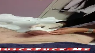 Asian lady waxing me and my dick