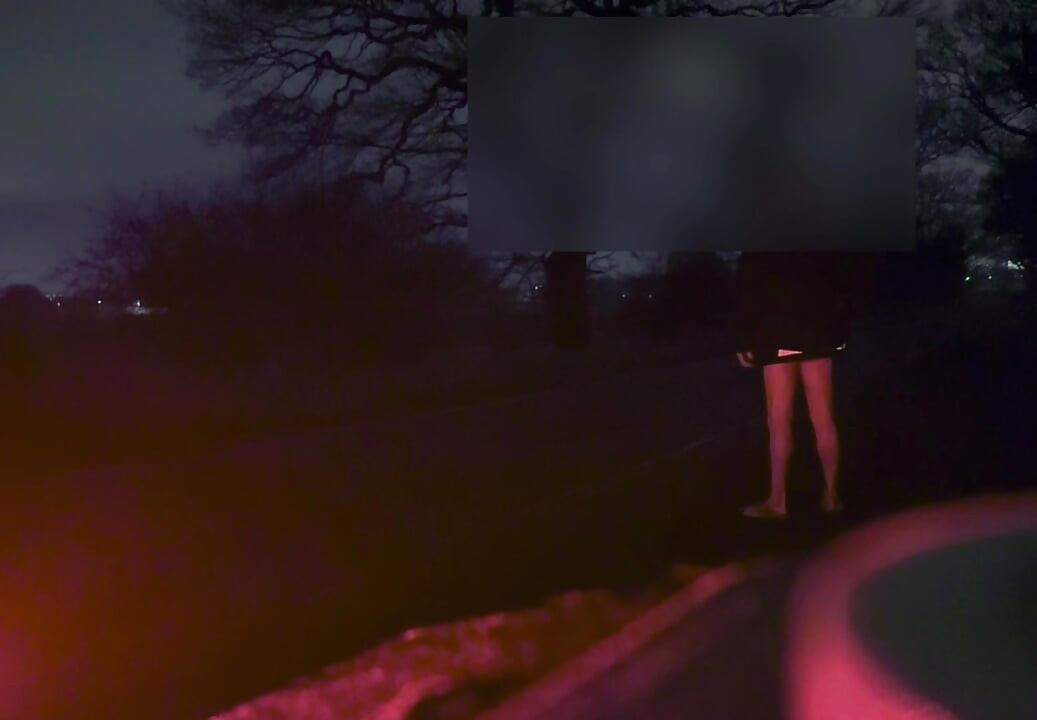 Naked and jerking in the road