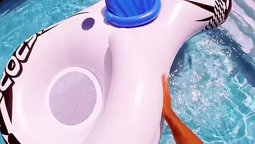 Pool Boy Gets Stiff and Is Fucked by the Sweet Teen at the Edge of the Pool