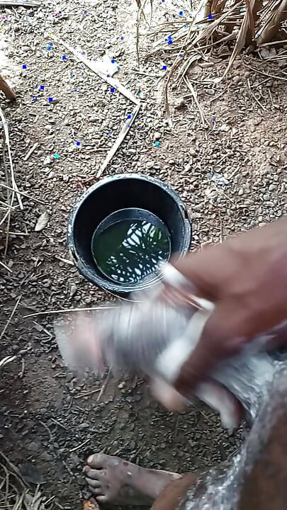 A boy masturbating inside his bathroom with soap