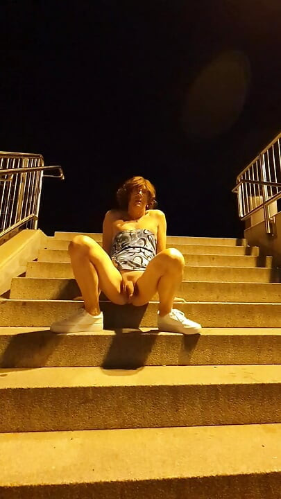 Pissing in the station on the stairs