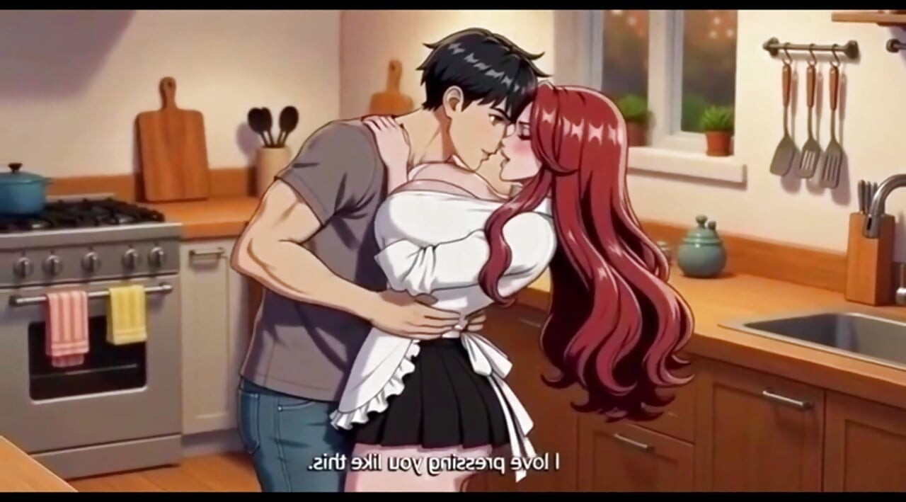 Stepmom teach stepson a special recipy in sexy style in kitchen