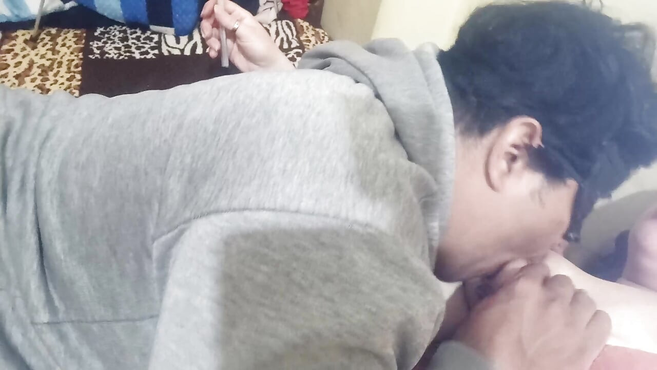 Breastfeeding my husband with my big tits full of delicious chocolate