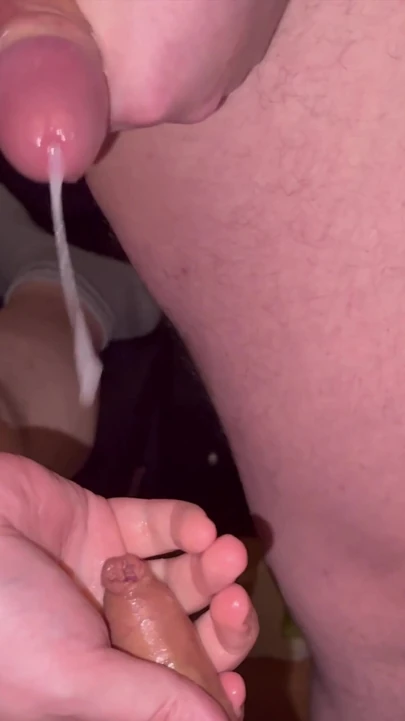 Spectacular moment from "Nutted on his cock for lube, came again before he did"