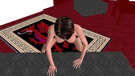 Animated 3D Cartoon Porn - Beautiful Girl Bent Over Bed with Cucumber & Anal Plug Multiple Orgasms