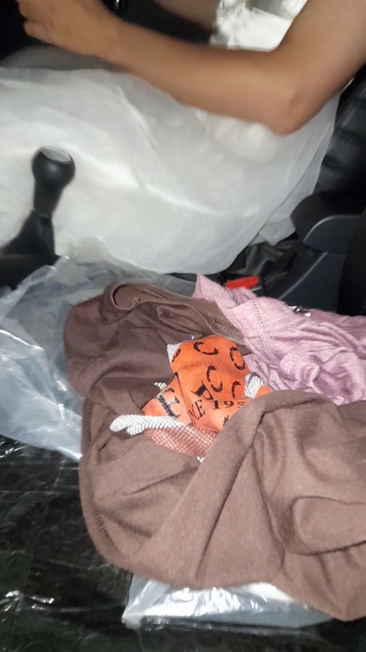 Key moment from "Crossdressing Wearing Wedding Gown While Driving and Cum Inside Gown"