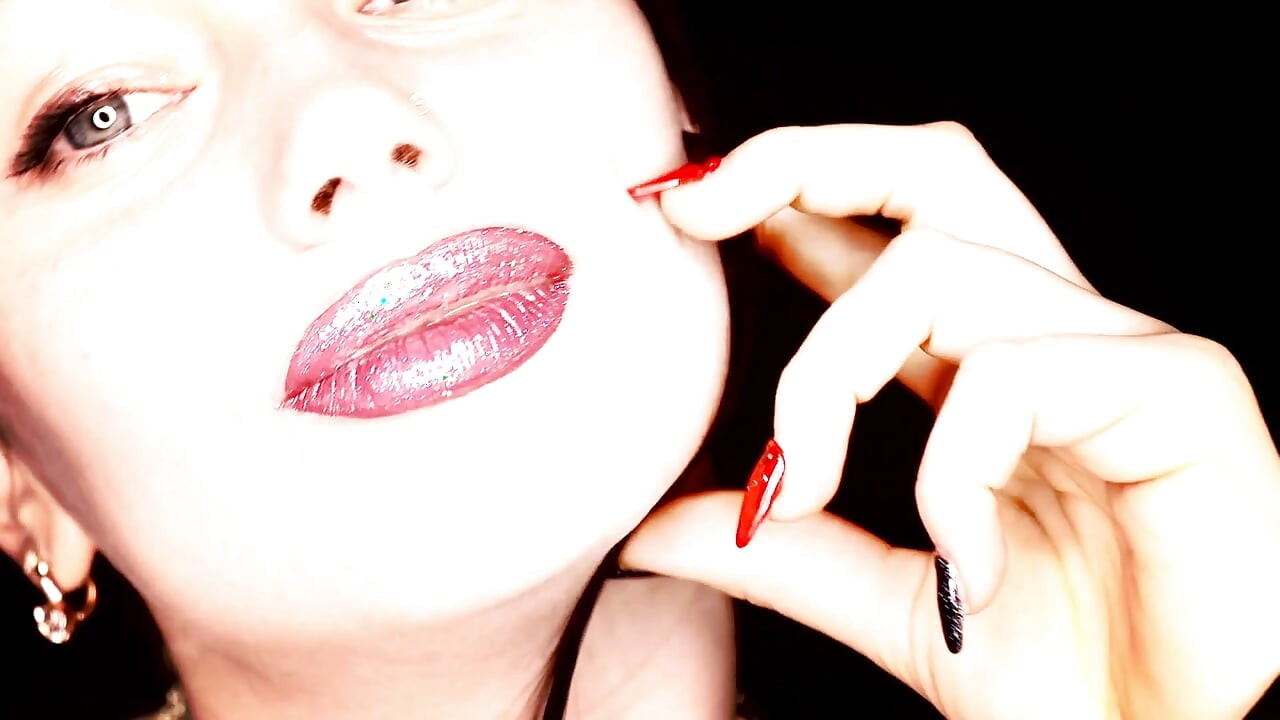 Hookah smoking  & glossy lipstick fetish & smelling & teasing & kissing