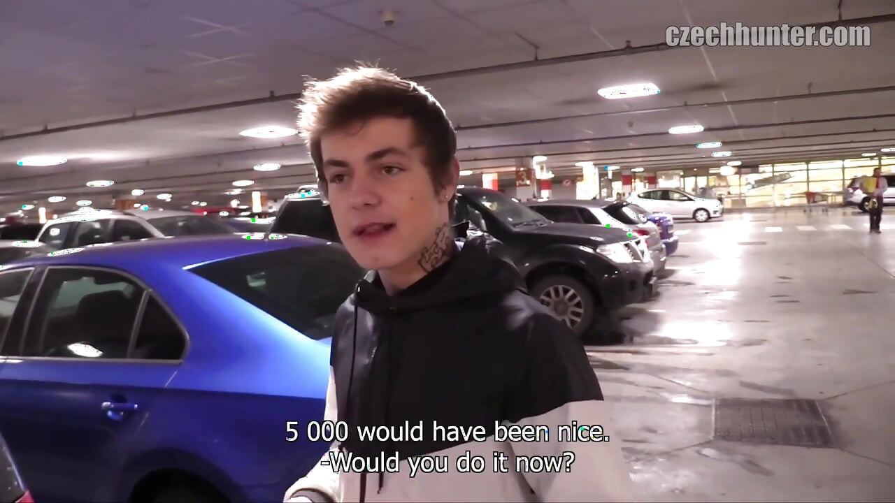 Twink Pop - Muscular Czech Hunter Coaxes Slim Twink Into Car Blowjob Finishes with Bareback Anal
