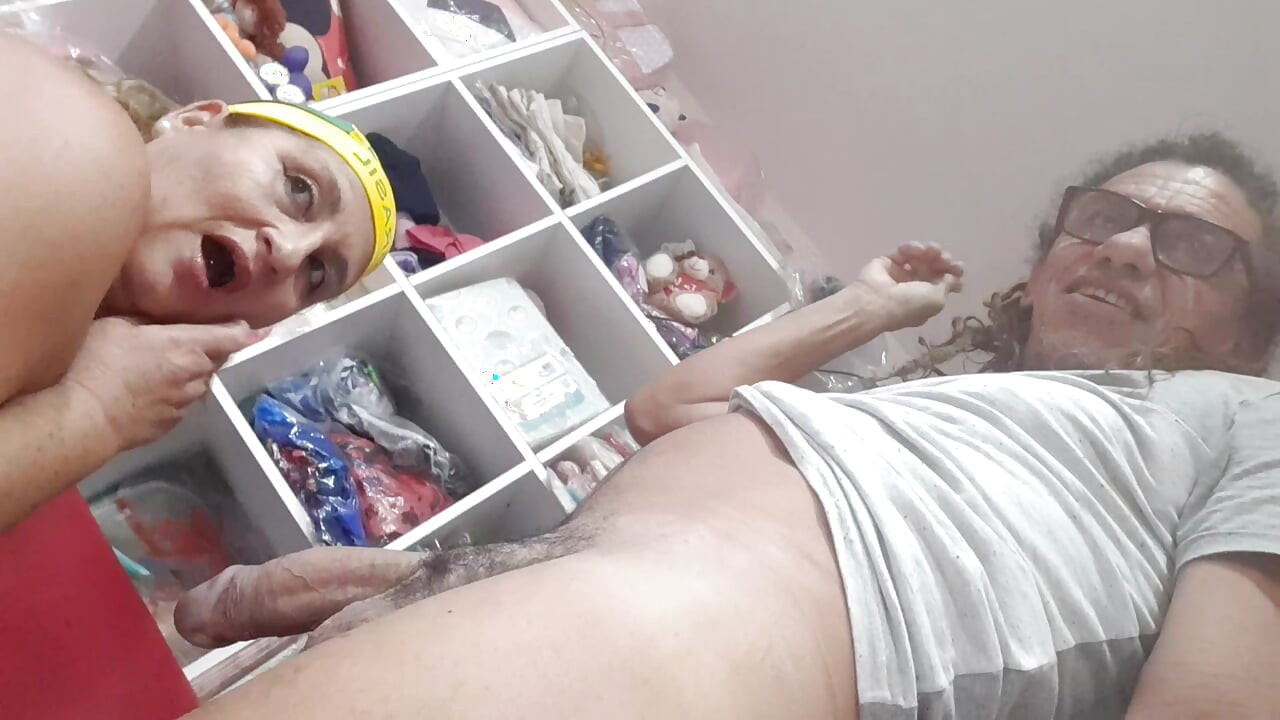 Woman happy to cum on a big thick cock