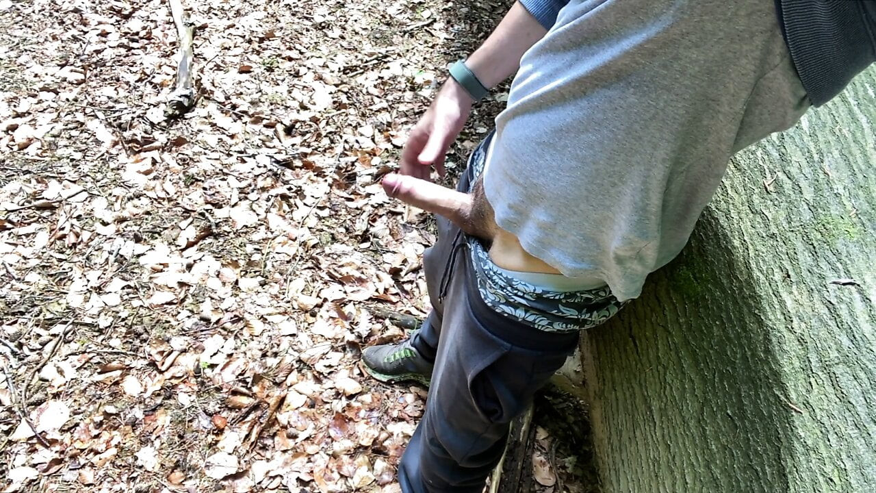 Jerking off my cock in the woods
