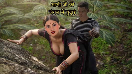 Devar erwischt indische Desi-Bhabhi beim Ficken mit ihrem Freund im Dschungel, dann befriedigt sie beide