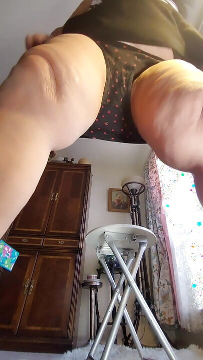 Granny with Hairy Pussy Putting on My Panty Before Going Out.