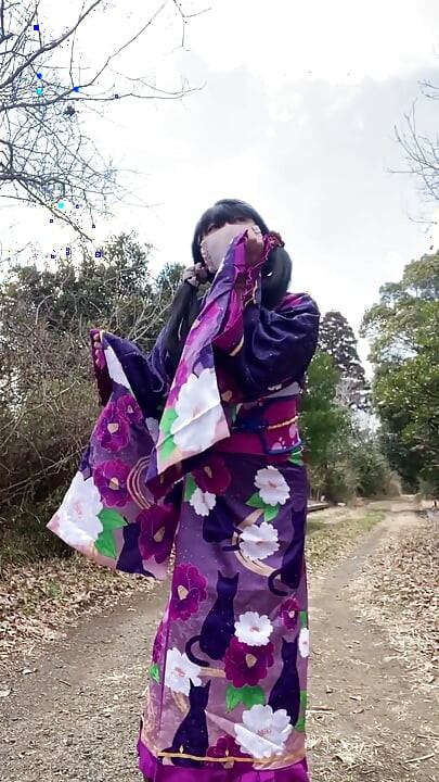 No.112 the Phantom Kimono Beauty Appearing in the Winter Countryside a Crossdresser Walks Through the Sunlit Glade Part 2
