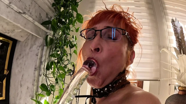 Oiled in Sexy Nylon with My Glass Dildo