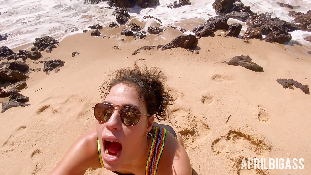 April Big Ass Enjoys a Messy Watersports Fantasy on the Beach