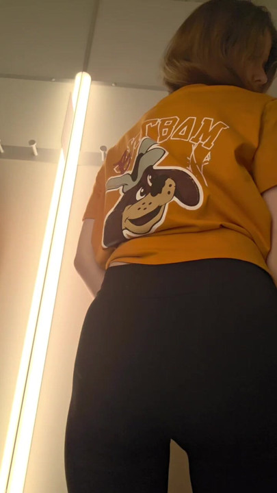 Teasing you in the locker room with a dog on your T-shirt