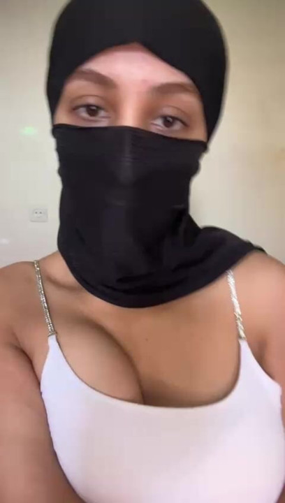 Busty Hijab Girl Teasing Her Tits Muslim Arab Solo with Boobs Bouncing