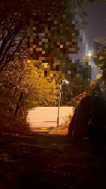 Strip naked and put fishnet body stocking on , walk around wanking at roadside and caught whilst getting naked
