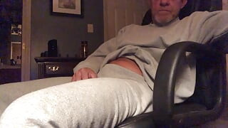 Stripping Off Sweats cock gets very hard Masturbating Big Cumshot